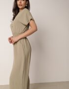 cflo Salopetă din viscoză verde închis cu croi cambrat cu pantaloni largi Delsea