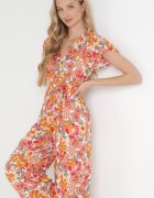 cflo Salopetă Portocaliu-Alb din viscoză cu elastice subțiri în talie și curea din material textil Athelia