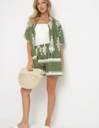 cflo Set Verde închis în Stil Rustic Cămașă și Pantaloni scurți Tosmire
