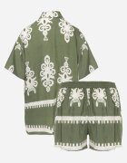 cflo Set Verde închis în Stil Rustic Cămașă și Pantaloni scurți Tosmire