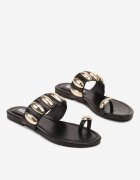 chiara foscari Papuci Negre Tip Japoneze cu Ornamente Metalice Dezenne