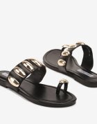 chiara foscari Papuci Negre Tip Japoneze cu Ornamente Metalice Dezenne