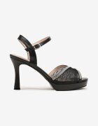 chiara foscari Sandale Negre Dantelate cu toc stiletto cu zirconii Fodela