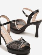 chiara foscari Sandale Negre Dantelate cu toc stiletto cu zirconii Fodela