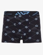  Chiloți boxer bleumarin de bumbac cu inscripție decorativă și bandă elastică lată Velsea