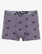  Chiloți Boxer din bumbac albastru deschis cu inscripție decorativă și bandă elastică lată Velsea