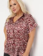 christy Bluză Bordou-Albă cu croială lejeră cu buzunare laterale Relvani