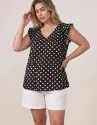 christy Bluză din vâscoză cu fir metalic și buline decorată cu volănașe Rodena Neagră