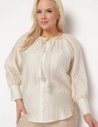 christy Cămașă bej viscoză cu nasturi decorativi și șnururi Aulina