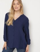 christy Cămașă Bleumarin din Viscoză Decorată cu Mâneci încrețite și Nasturi Lanorea