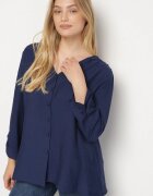 christy Cămașă Bleumarin din Viscoză Decorată cu Mâneci încrețite și Nasturi Lanorea