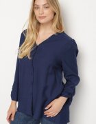 christy Cămașă Bleumarin din Viscoză Decorată cu Mâneci încrețite și Nasturi Lanorea