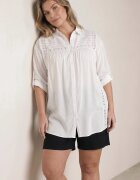 christy Cămașă din bumbac de vară în stil Boho decorată cu dantelă Cinnamis Albă