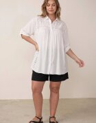 christy Cămașă din bumbac de vară în stil Boho decorată cu dantelă Cinnamis Albă