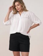 christy Cămașă din bumbac de vară în stil Boho decorată cu dantelă Cinnamis Albă