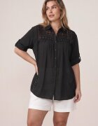 christy Cămașă din bumbac de vară în stil Boho decorată cu dantelă Cinnamis Neagră
