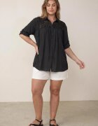 christy Cămașă din bumbac de vară în stil Boho decorată cu dantelă Cinnamis Neagră
