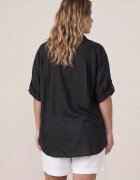 christy Cămașă din bumbac de vară în stil Boho decorată cu dantelă Cinnamis Neagră