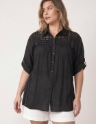 christy Cămașă din bumbac de vară în stil Boho decorată cu dantelă Cinnamis Neagră