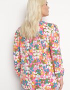 christy Cămașă Florală Roz-Portocalie cu Nasturi Decorativi și Decolteu Triunghiular Portlyn