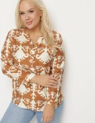 christy Cămașă Maro cu Viscoză cu Model Ornamental cu Decolteu în V Iladelle