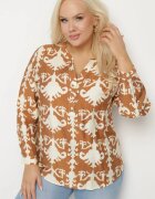 christy Cămașă Maro cu Viscoză cu Model Ornamental cu Decolteu în V Iladelle