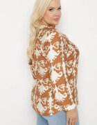 christy Cămașă Maro cu Viscoză cu Model Ornamental cu Decolteu în V Iladelle
