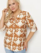 christy Cămașă Maro cu Viscoză cu Model Ornamental cu Decolteu în V Iladelle
