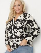 christy Cămașă Neagră cu Viscoză cu Model Ornamental cu Decolteu în V Iladelle