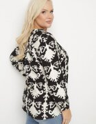 christy Cămașă Neagră cu Viscoză cu Model Ornamental cu Decolteu în V Iladelle