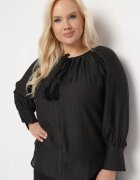 christy Cămașă Neagră Vâscoză cu Nasturi Decorativi și Cordonuri Aulina