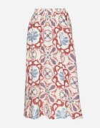 christy Fustă Bordo Cloș din Viscoză cu Model Ornamental Jorinnea