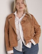 christy Geacă Bej Ramonescă din imitație de piele întoarsă cu fermoar asimetric Maisen