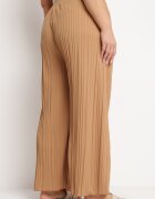 christy Pantaloni Lărgi Bej închis din țesătură plisată cu elastic în talie Cesele