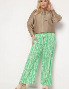 christy Pantaloni Largi Verzi cu Talie Înaltă și Elastic în Talie Miffiana