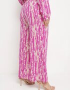 christy Pantaloni Violet Largi cu Talie Înaltă și Elastic în Talie Miffiana