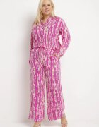 christy Pantaloni Violet Largi cu Talie Înaltă și Elastic în Talie Miffiana