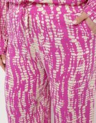 christy Pantaloni Violet Largi cu Talie Înaltă și Elastic în Talie Miffiana