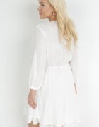 christy Rochie Amplă Mini Albă cu Decolteu Decorativ și Elastic în Talie Braely