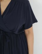 christy Rochie bleumarin cu decolteu petrecut curea legată și elastic în talie Vung