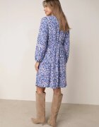 christy Rochie bleumarin petrecută midi florală cu talie elastică și decolteu adânc Donata