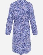 christy Rochie bleumarin petrecută midi florală cu talie elastică și decolteu adânc Donata
