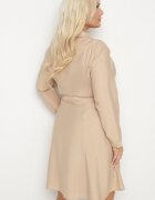 christy Rochie cămașă bej de viscoză cu cordon din material Edirilea