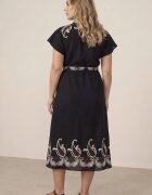 christy Rochie cămașă evazată din vâscoză cu broderie și curea tip cravată Adellis Neagră