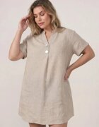 christy Rochie din bumbac croi drept cu nasturi decorativi Kateira Bej