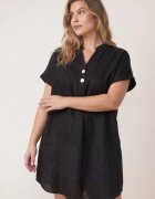 christy Rochie din bumbac croi drept cu nasturi decorativi Kateira Neagră