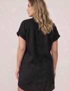 christy Rochie din bumbac croi drept cu nasturi decorativi Kateira Neagră