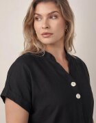 christy Rochie din bumbac croi drept cu nasturi decorativi Kateira Neagră