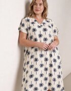 christy Rochie din vâscoză cu imprimeu de palmieri cu tiv asimetric Sissil Albastră