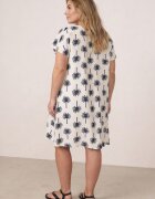 christy Rochie din vâscoză cu imprimeu de palmieri cu tiv asimetric Sissil Albastră